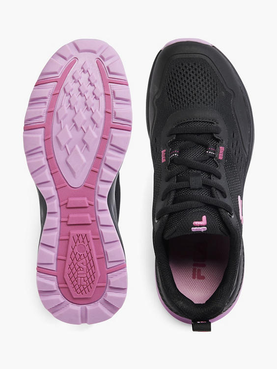 Black/ Pink Fila New Lace-up Trainer 