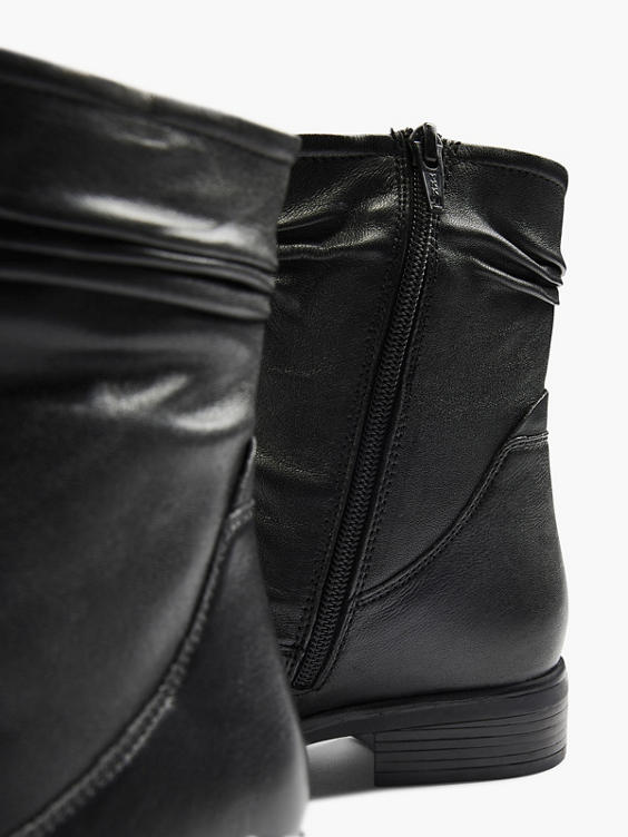 Black Leather Faux Fur Lined Comfort Boot