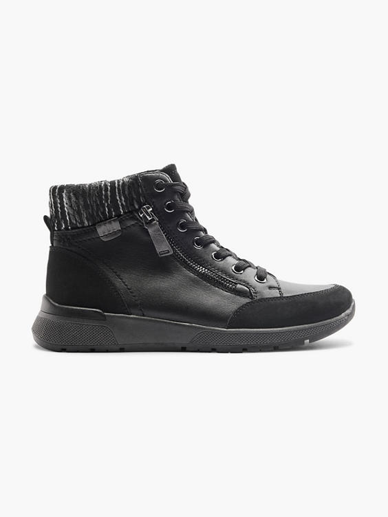 Destruction Exclude world Medicus) Black and Grey Leather Wedge Lace Up Comfort Boot in Black |  DEICHMANN