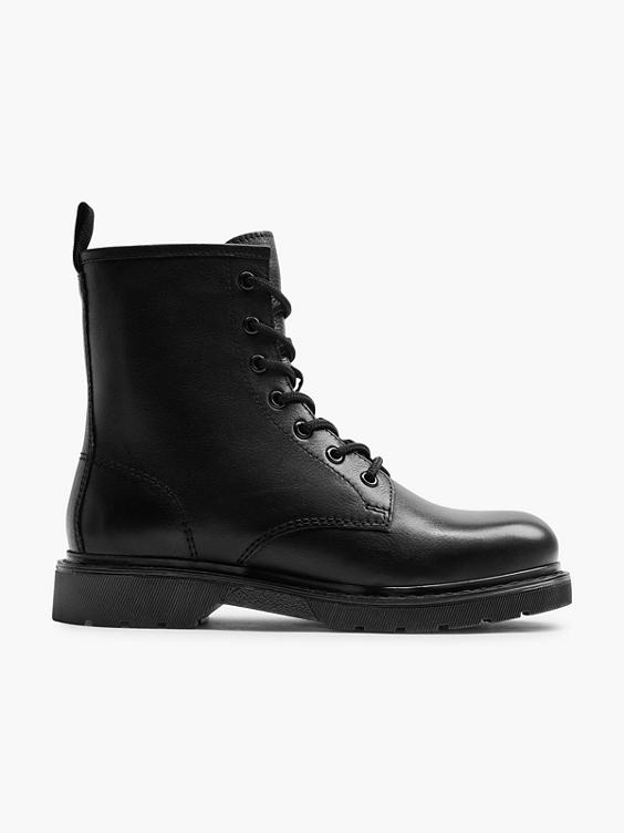 (5th Avenue) Black Leather Lace Up Ankle Boot in Black | DEICHMANN