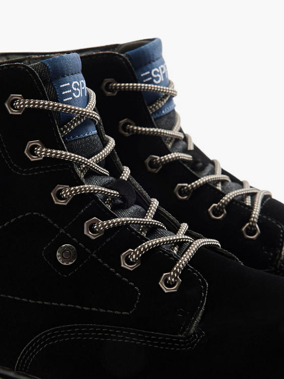 Black Casual Lace-up Boot