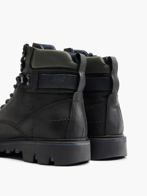Blue/Anthracite Lace-up Leather Boots