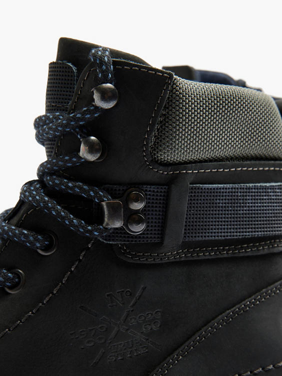 Blue/Anthracite Lace-up Leather Boots