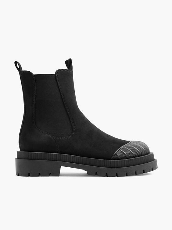 Black Suede Chelsea Boot With Rubberised Toe Cap