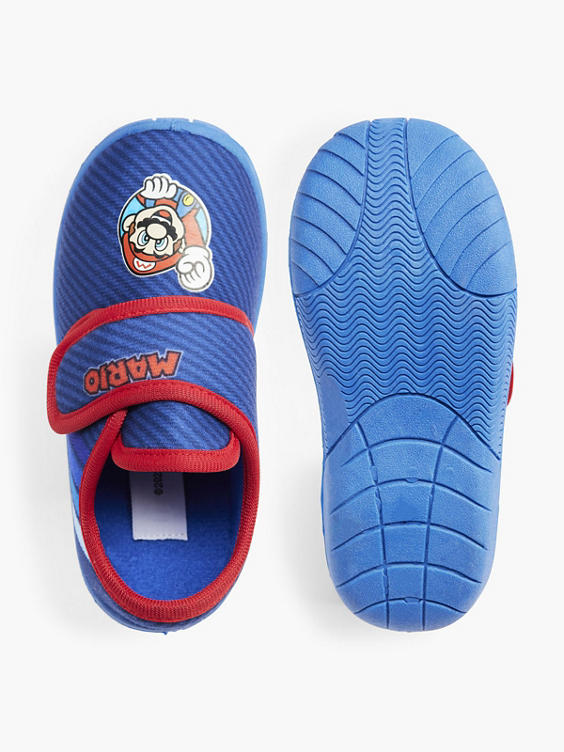 Blauwe pantoffel klittenband Mario