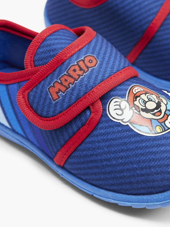 Blauwe pantoffel klittenband Mario