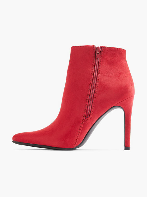 Red Suede Stiletto High Heeled Ankle Boot