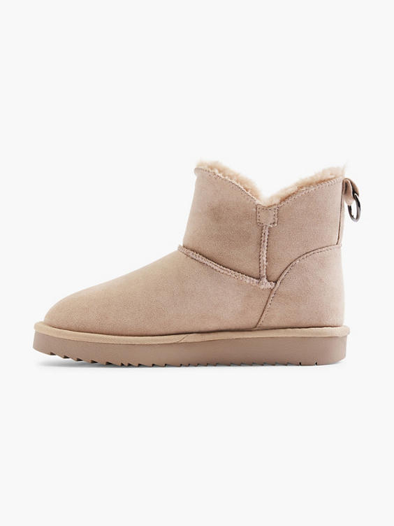 Light Pink Faux Suede Warm Lined Ankle Boot