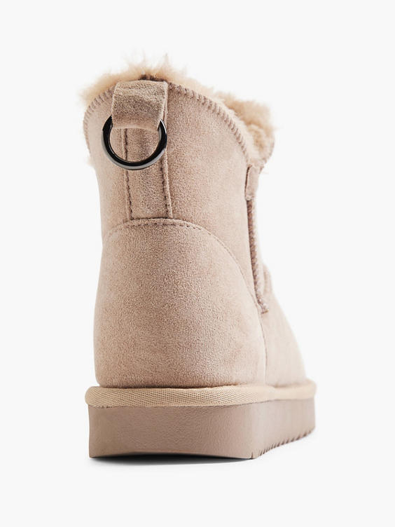 Light Pink Faux Suede Warm Lined Ankle Boot