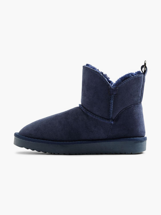 Navy Suede Fur Lined Ankle Boot