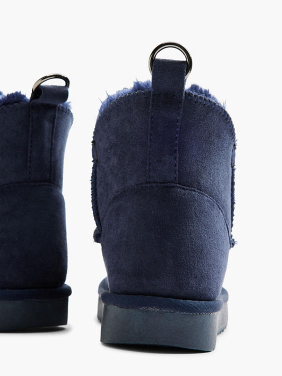 Navy Suede Fur Lined Ankle Boot