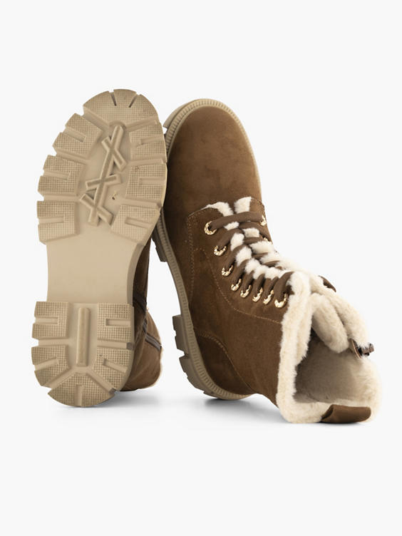 Taupe hoge pantoffel plush gevoerd