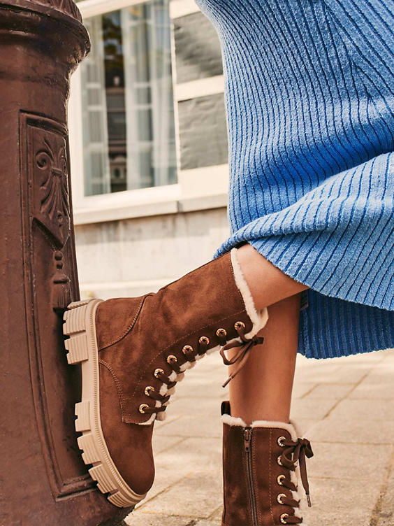 Taupe hoge pantoffel plush gevoerd