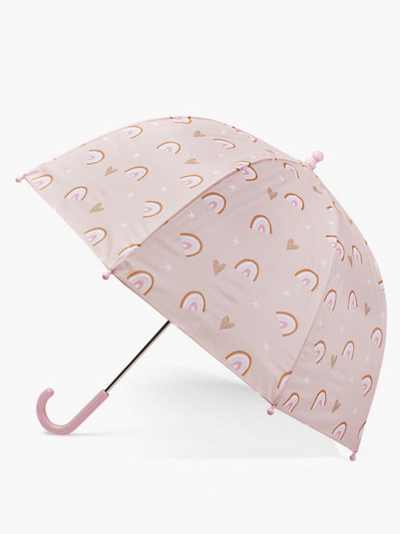 Roze paraplu regenboog en hartjes