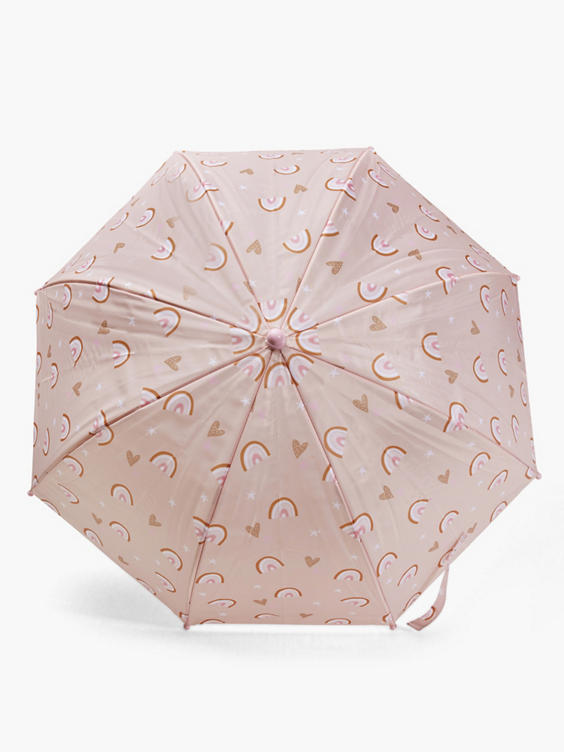 Roze paraplu regenboog en hartjes