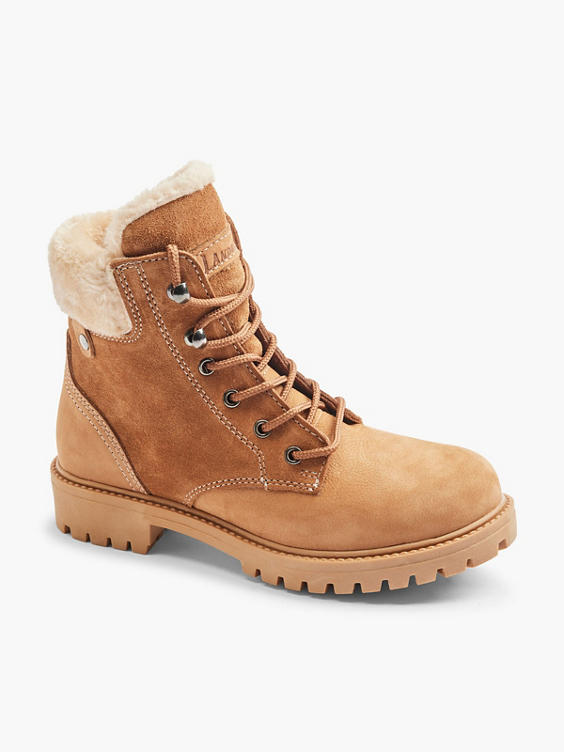 Tan Faux Fur Lined Leather Hiker Boot