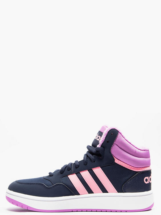 Black/Pink Adidas Hoops Mid 3.0 K Teen Lace-up Trainer