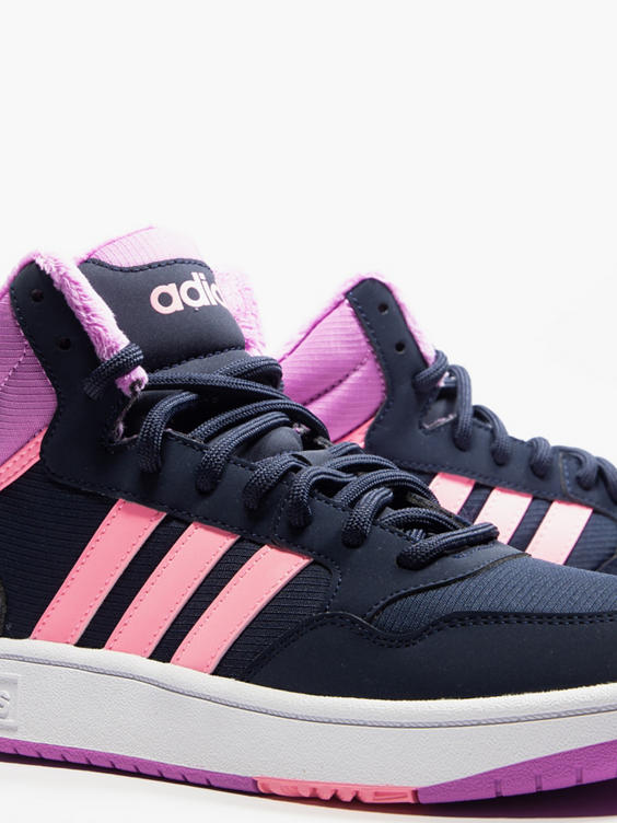 Black/Pink Adidas Hoops Mid 3.0 K Teen Lace-up Trainer
