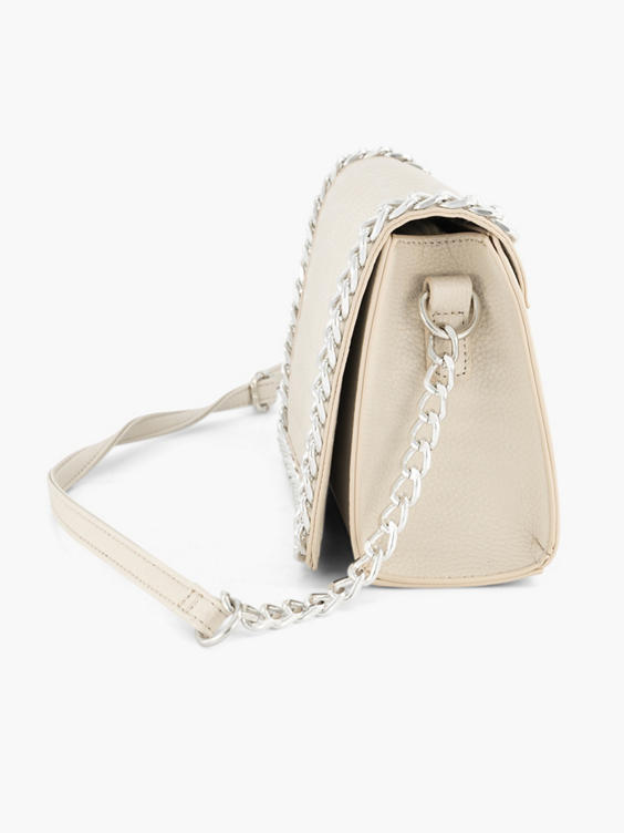 Beige schoudertas slangenprint