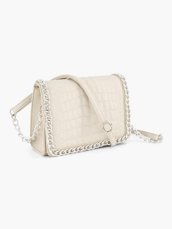 Beige schoudertas slangenprint