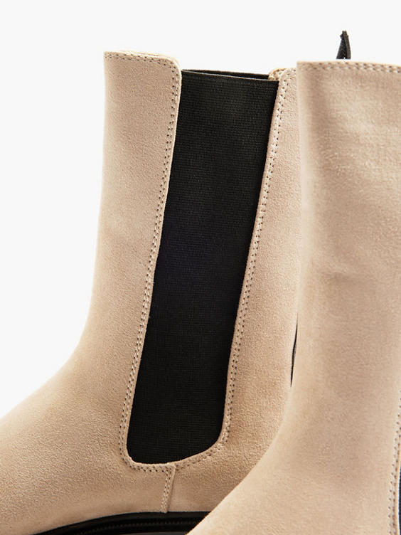 Beige Tall Chelsea Boot with Black Panelling 