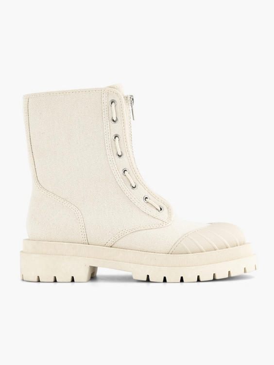 Beige chunky boot canvas