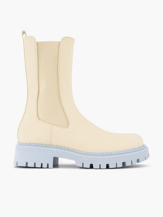 Beige chelsea boot Blauwe zool