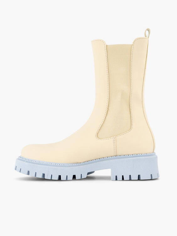 Beige chelsea boot Blauwe zool