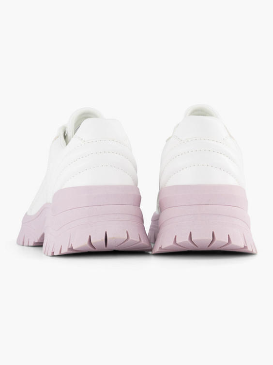 Witte chunky sneaker roze zool