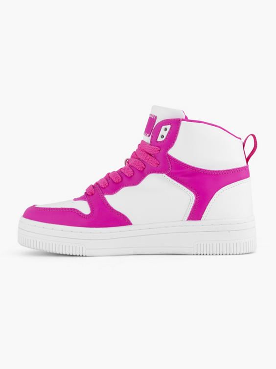 Witte hoge sneaker roze