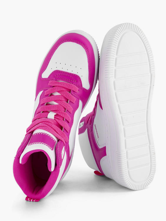 Witte hoge sneaker roze