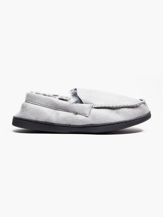 Mens Grey Moccasin Slippers 