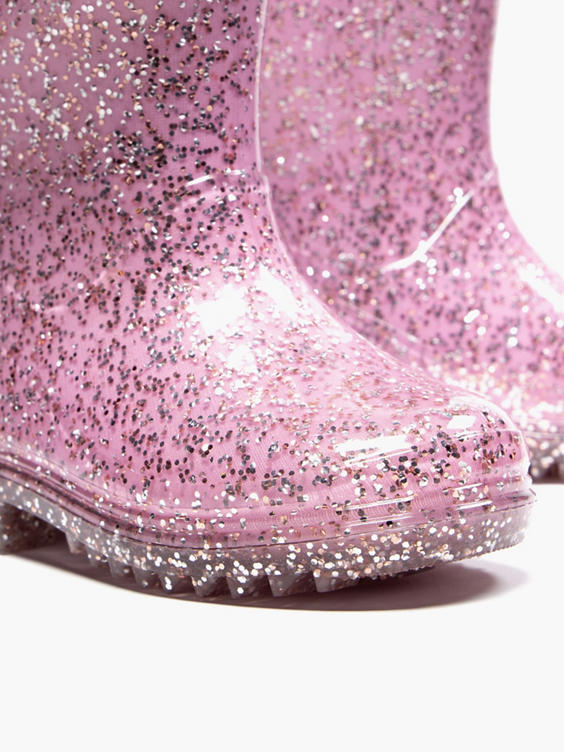 Toddler Girls Pink Glitter Wellies 