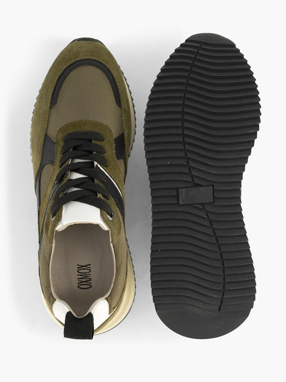 Groene leren chunky sneaker