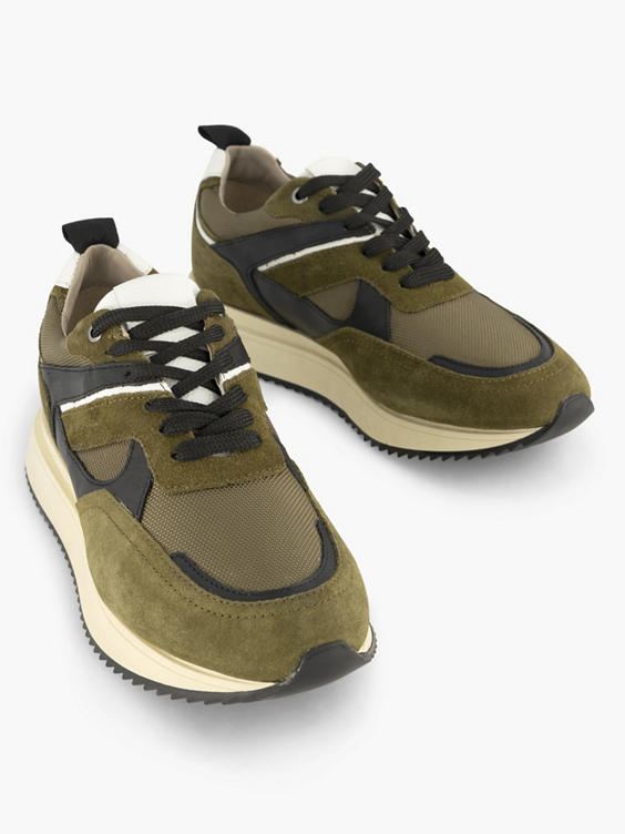 Groene leren chunky sneaker