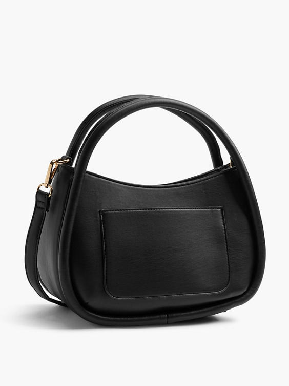 Black Shoulder Bag with Front Pocket 