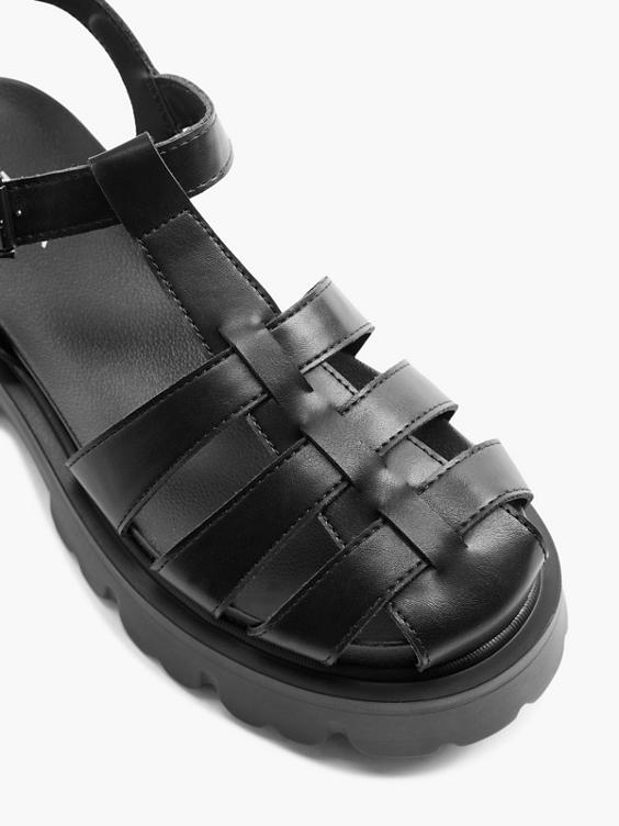 Black Caged Sandal 