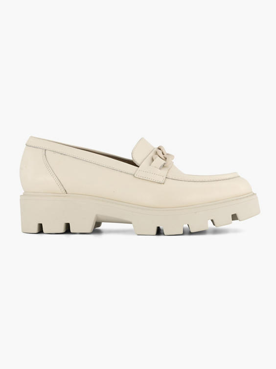 Beige leren chunky loafer