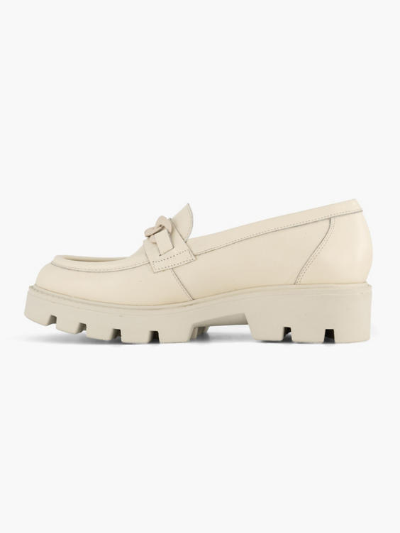 Beige leren chunky loafer