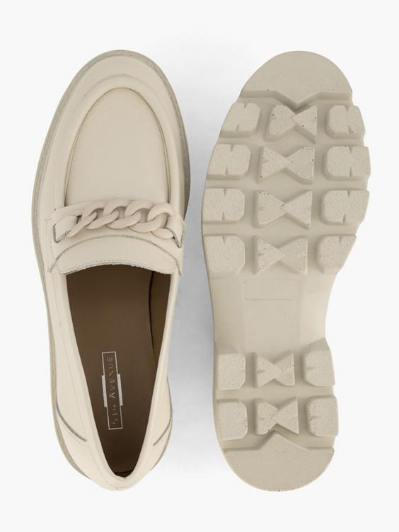 Beige leren chunky loafer