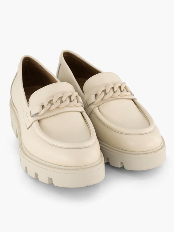 Beige leren chunky loafer