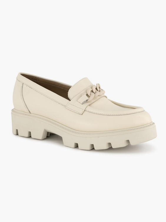 Beige leren chunky loafer