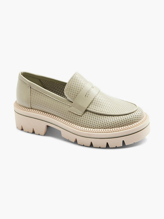 Green Chunky Loafer with Contrasting Sole 