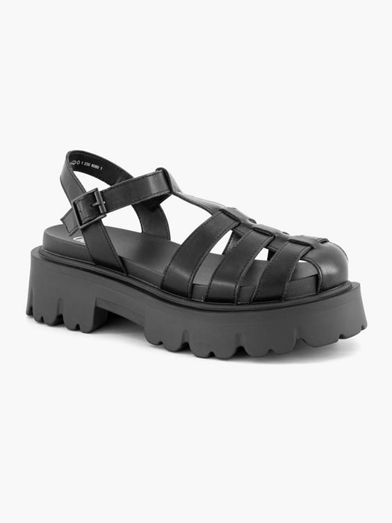 Zwarte chunky sandaal
