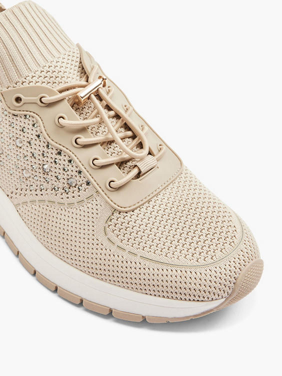 Womens Gem Detail Lace Up Trainers 