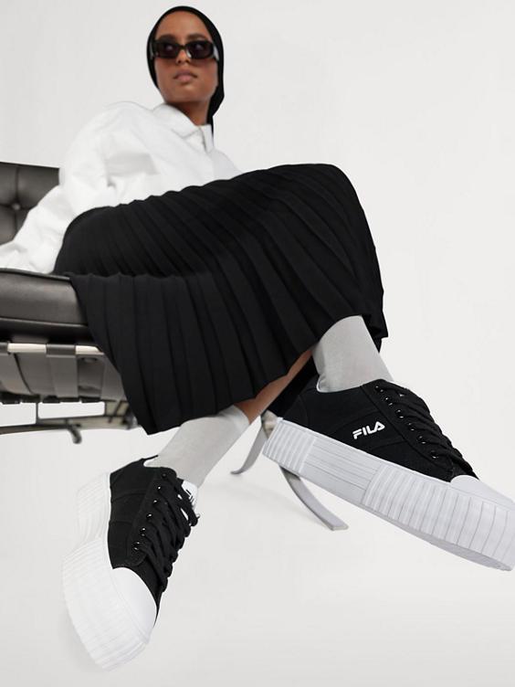 Zwarte canvas sneaker platform