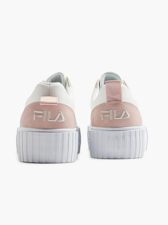 Fila White/Beige/Pink Lace-up Platform Trainer 