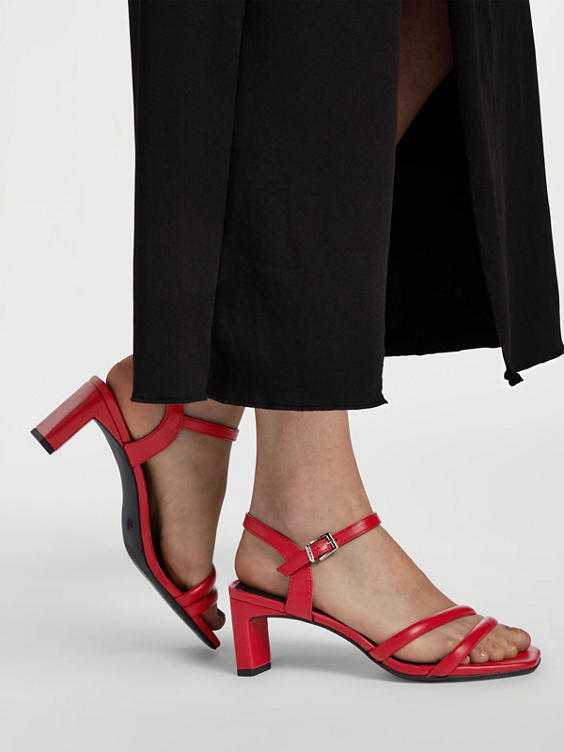 Red Heeled Sandal with Ankle Strap