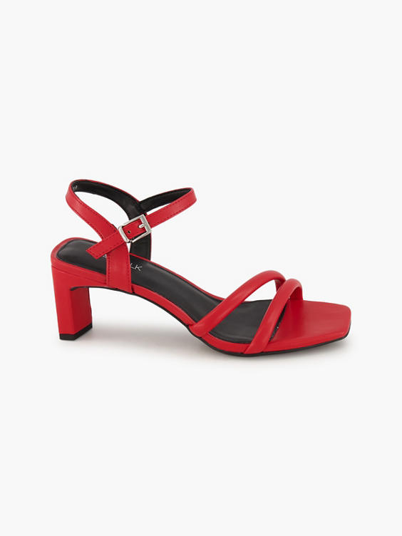 Red Heeled Sandal with Ankle Strap