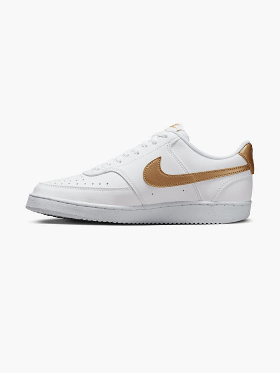 Nike White/ Gold Court Vision Low Lace-up Trainer
